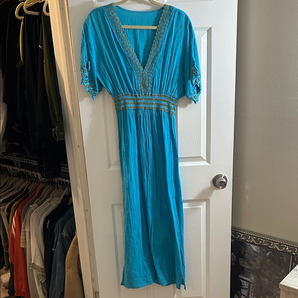 Greek Elegant Blue Women's Dress
